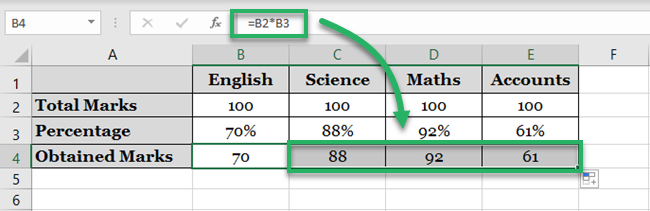 Drag and drop to the remaining cells