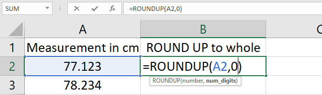 Type 0 (zero) for the num_digits to round to the nearest whole.