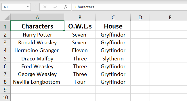 Excel example reference