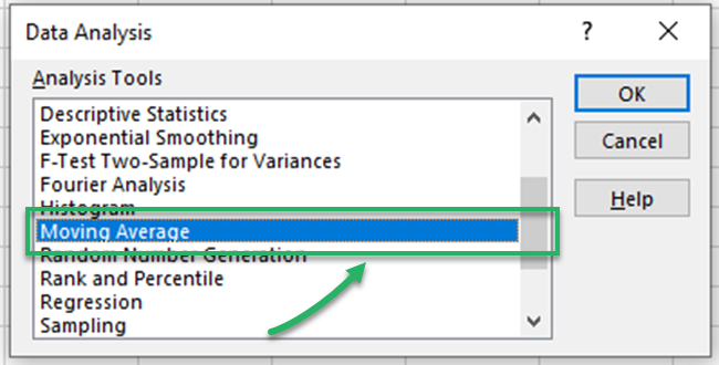 Data Analysis dialog box