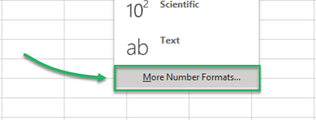 More number formats in Excel