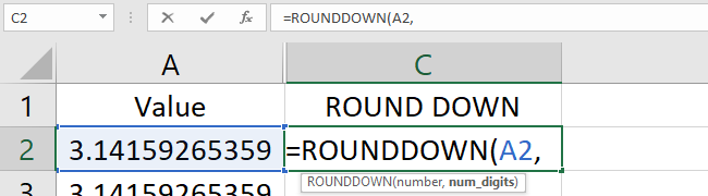 Input the number you want to round down.