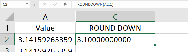 The number rounded down, eliminating other numbers in the decimal places