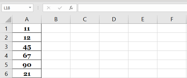 List of numbers in Excel