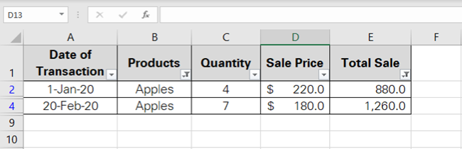 Filter cells based on numbers.