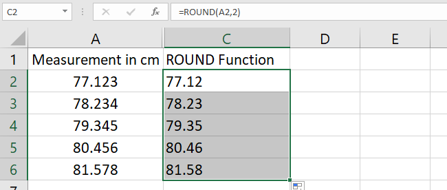 Result of the round function. Round function follows rules in rounding numbers to specific decimal places