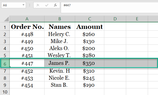 Selecting entire row 