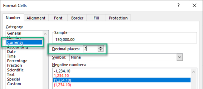 Adjusting the decimal places