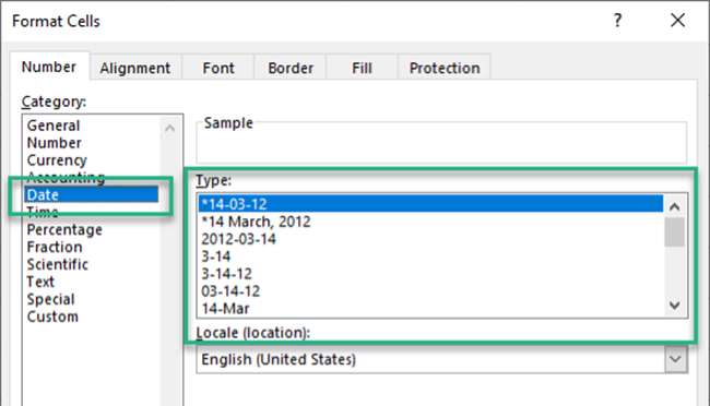 Different date formats