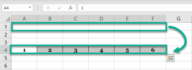 Cells pasted to the destined location in the Excel window