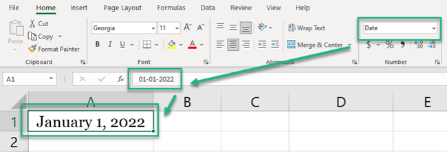 Formatting numbers as dates