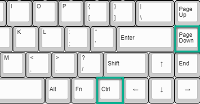 Next worksheet shortcut key