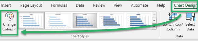 chart design colors Change colors section