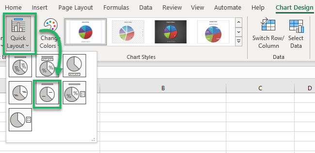 options quick layout Quick layout options