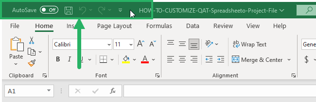 quick access toolbar buttons in an Excel window