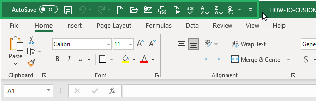 customized quick access toolbar