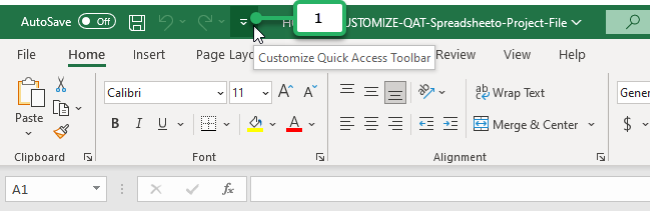 customize quick access toolbar
