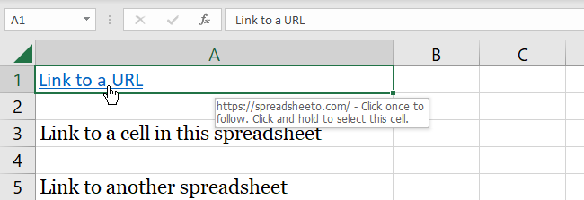 hyperlinked cell in Excel worksheet
