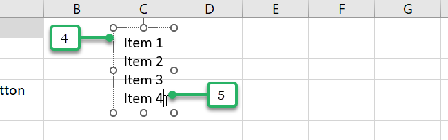 insert bullet points in Excel