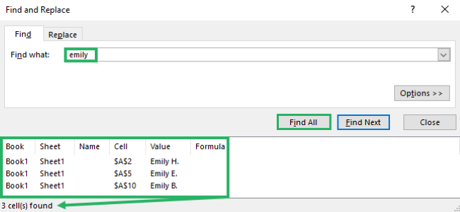 Results shown in free Excel sheet