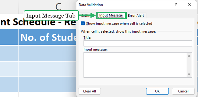 Input message tab