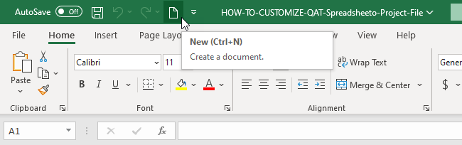 custom command in active workbook