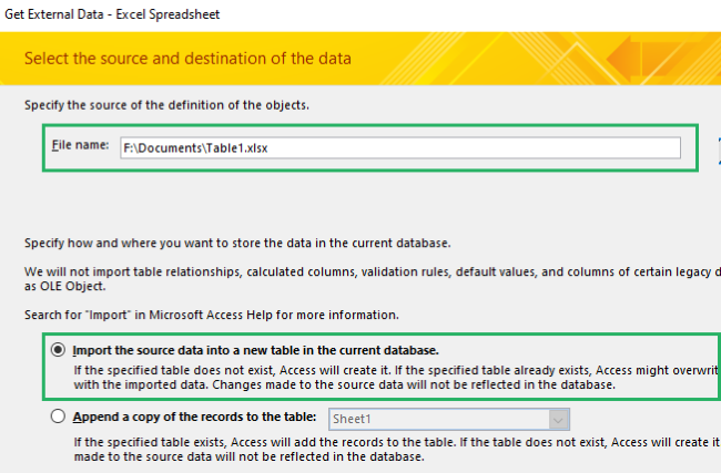 Adding destination file