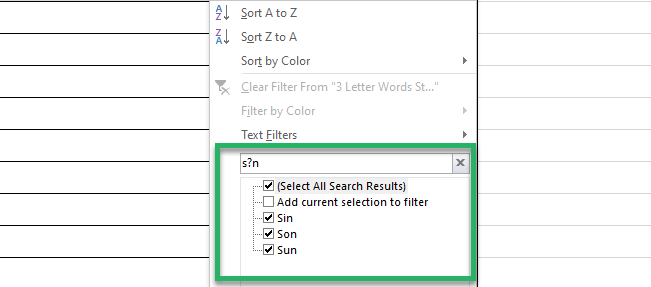 Filtering data for question mark