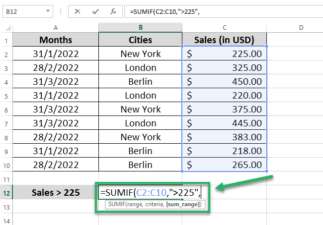 08 criteria sales greater Criteria of sales greater than 225