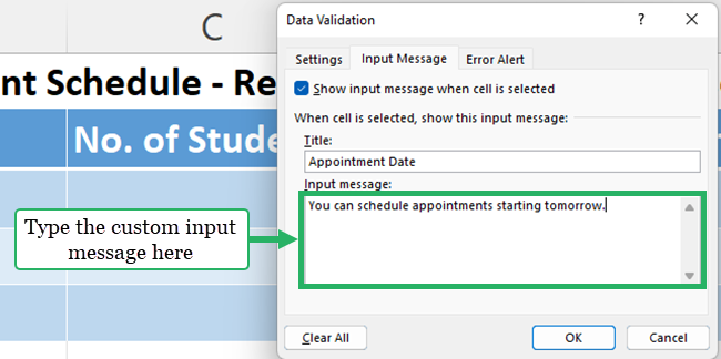 Typing the input message