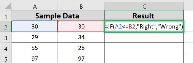 Formula for the IF function