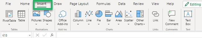 Insert menu in web app