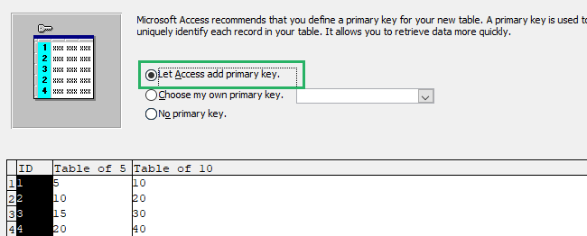 Selecting primary key