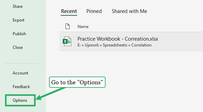 12 options file tab