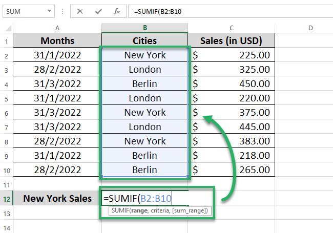 12 select criteria range Selecting the criteria range
