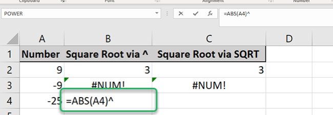 This character code will act as the power operator to raise the number in cell A4