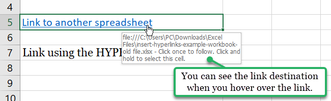 linked to another excel workbook