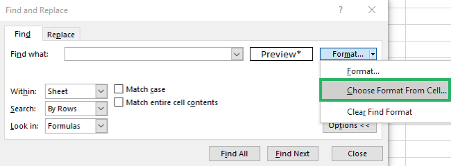 Choose format from cell. 