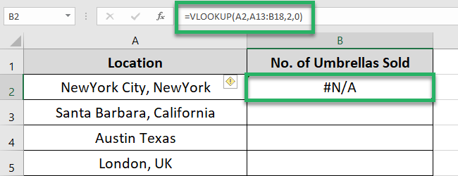 Normal VLOOKUP formula