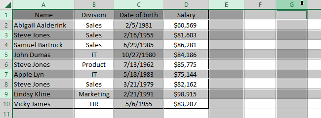 rows or columns