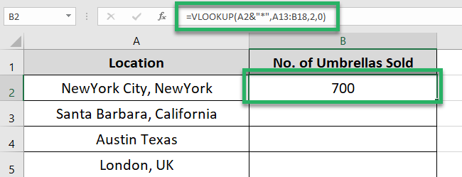 Formula with wildcard