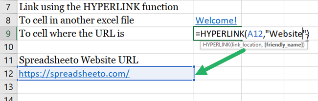 hyperlink in excel to cell reference in the same workbook