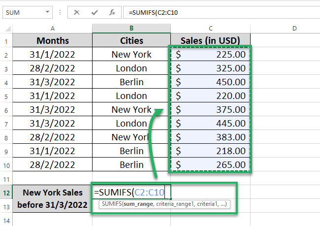 21 selected sum range Selected sum_range for the criteria