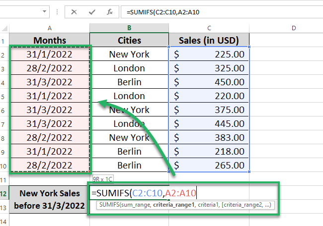 22 select criteria range Selecting criteria_range for criteria 1