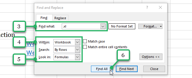 find hyperlink in excel in the same sheet