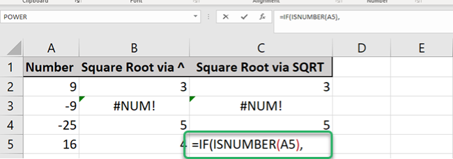 ISNUMBER will then evaluate if the selected cell is a number or not