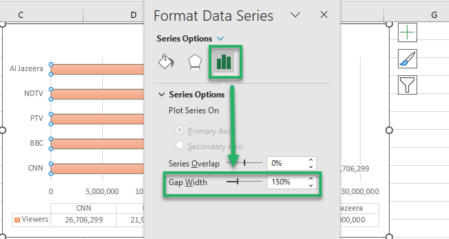gap width Gap width option