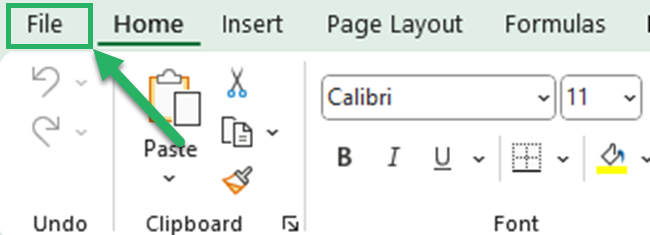 Go to the file tab in Excel.