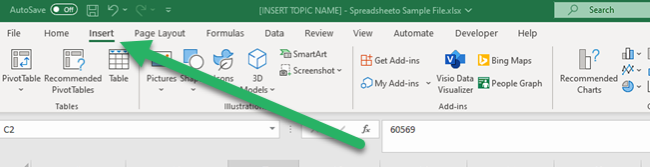 This is a default menu in Excel so you can see it right away
