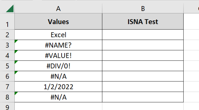 01 list error values List of error value and words